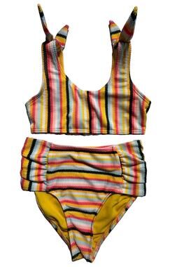 Wonder Nation Girls 2 Piece Bikini Swimsuit Size 6-6X Multicolor Striped